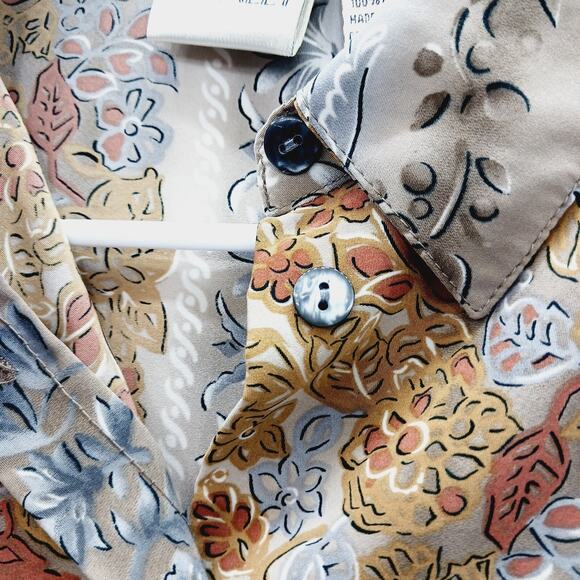 Blouse Sz 14 Floral Gold Gray Business Casual Officewear Secretary Professional - Picture 5 of 16